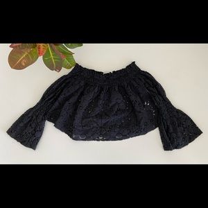 Black Crop Top off Shoulders